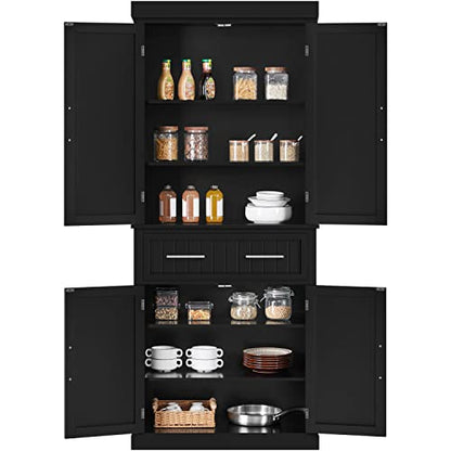 Yaheetech 72" Kitchen Buffet Cabinet Sideboard, Utility Storage Cabinet with Doors, Drawer and Adjustable Shelves, Freestanding Pantry Cupboard for - WoodArtSupply