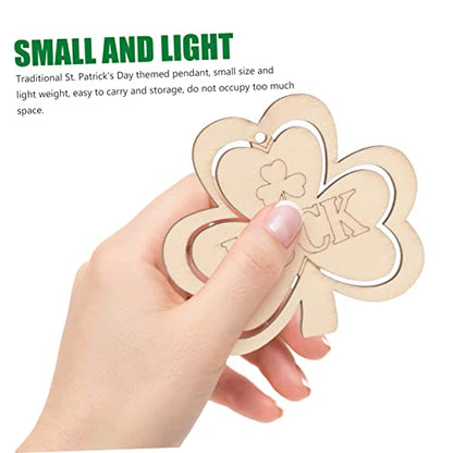 Anneome 30pcs Small Pendant Wooden Shamrock Cutouts Shamrock Decorations Unfinished Wooden Cutouts DIY Shamrocks Cutouts Wood Crafts Shamrock Prop - WoodArtSupply