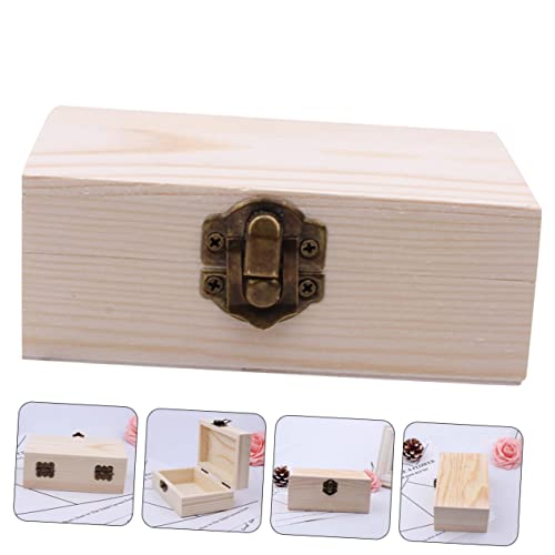 TEHAUX Box Box Wooden Box Unfinished Wood Crates Jewelry Organizer Tray Jewelry Storage Wood Jewelry Case Desk Topper Table Woodsy Decor Wooden TEHAUX