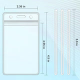 50 Pack Clear Plastic Luggage Bag Tag Holder Badge Label Tag Holder with 50 Pack Luggage Loops Straps for Office Business Travel Supplies koorito