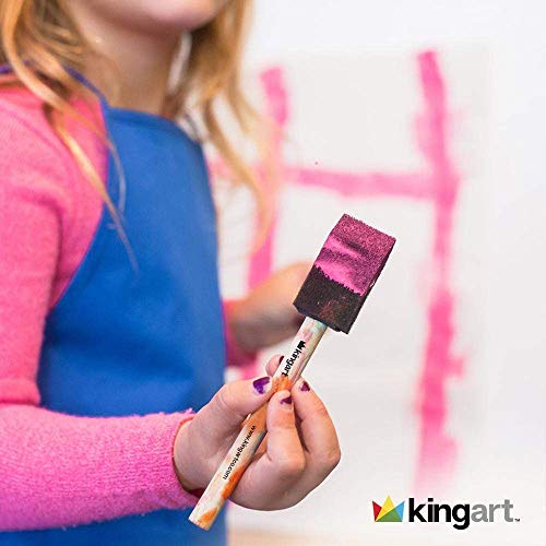 KINGART 241-25 Foam 25 Pc. Value Pack 1" Brush Set, Short Wood Handle, for Oil, Acrylic & Watercolor Paint, Great for Crafts, DIY Home Projects, KINGART