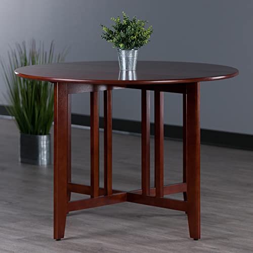 Winsome Wood Alamo, , Double Drop Leaf, Round Table Mission, Walnut, 42-Inch/ 41.97 in x 41.97 in x 29.65 in - WoodArtSupply