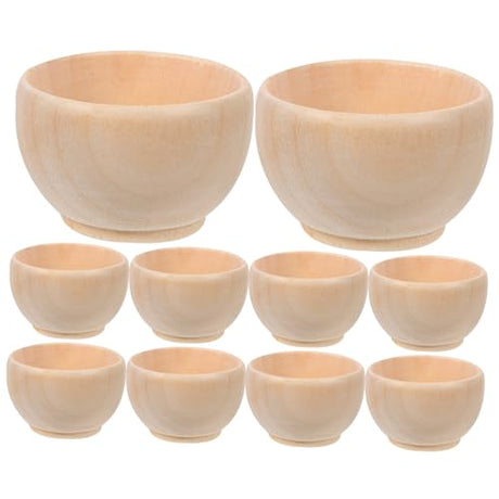 SAFIGLE 10pcs Snacks Bowls Easter Egg Bowl Wooden Spice Bowl Wooden Craft Bowls Wooden Egg Holders Salt Cellars Mini Unfinished Bowls Nuts Bowls SAFIGLE