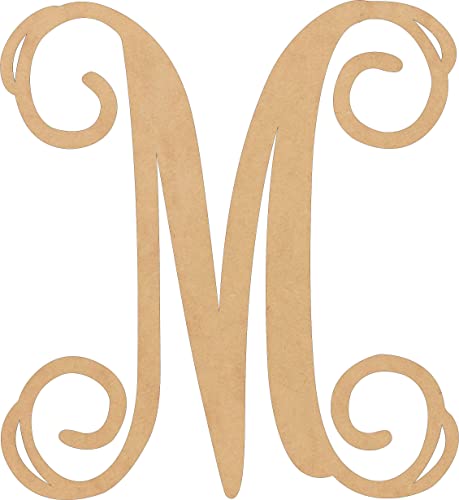 Wooden Letter 8" Blank M Vine Monogram Font MDF (Various Sizes) NEXTCraft