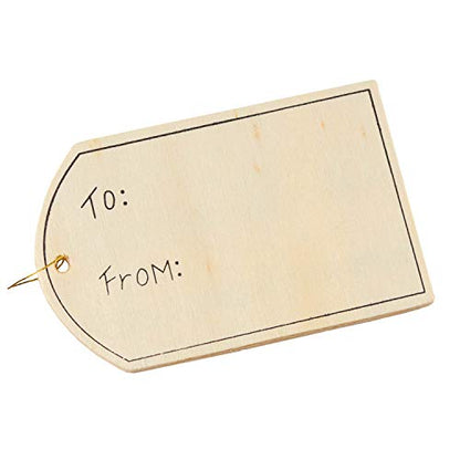 Ready to Decorate Unfinished Wood Christmas Gift Tag Ornaments with Jute Hangers | 24 Tags