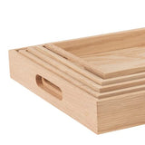 Food Trays for Party Buffet - Montessori Wooden Trays for Serving & Catering - Wooden Serving Tray with Handles - Five Piece Nested Breakfast Tray - Hammont
