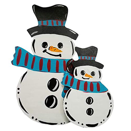 Snowman Cutout Unfinished Wood Christmas Winter Door Hanger MDF Shape Canvas Style 2