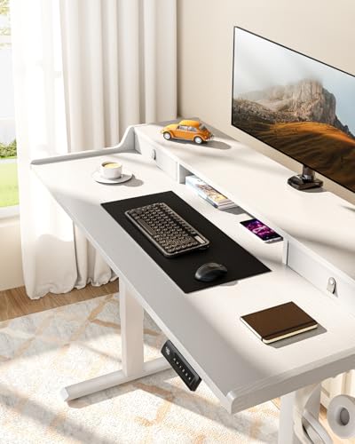 ErGear Electric Standing Desk with Drawers, 48″ x 24″ Gaming Desk with Monitor Stand, C-Clamp Mount Compatible, Home Office Height-Adjustable Desk ErGear