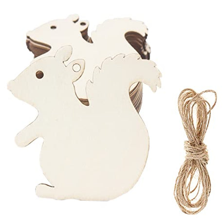 20Pcs Wooden Animal Slices Squirrel Shaped Blank Wood Pieces Have Hole Unfinished Wood Cutout Ornaments Labels Gift Tags Art Craft for Wine Tags LOKESI