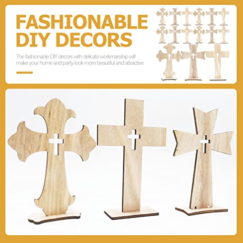SEWACC 30pcs Unfinished Wood Cross Cutout Blank Wood Cross Pieces Table Signs for DIY Art Crafts Projects School Church Home Decoration