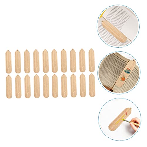 TEHAUX 20pcs Wooden Blank Bookmark Unfinished Wooden Slices Unfinished Hanging Tags Unfinished Wooden Crafts Wood Art Bookmarks Wooden Craft TEHAUX