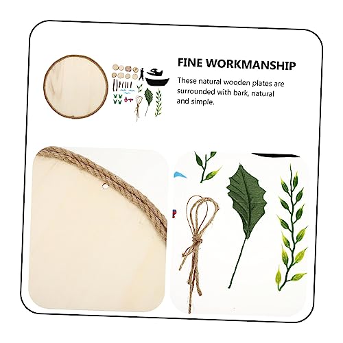 VILLCASE 1 Set DIY Log Painting Natural Wood Slices Painting Kit Unfinished Blank Sign Handmade Wood Painting Kids Toys Kid Craft Wedding Christmas VILLCASE