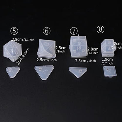 Resin Dice Molds Epoxy Casting Kit Set Number Resin Casting Standard Game Dice Square Triangle Dice Mold Polyhedral Game Dice Molds DIY Epoxy Resin