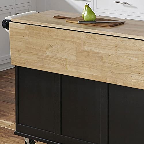 Homestyles Dolly Madison Kitchen Cart with Wood Top and Drop Leaf Breakfast Bar, Rolling Mobile Kitchen Island with Storage and Towel Rack, 54 Inch - WoodArtSupply