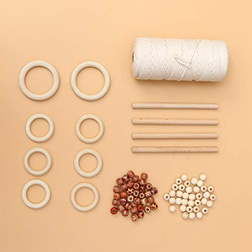 Healifty 1 Set 133PCS Weaving kit Plant Wall Hanger Knitting Supplies Accessories Hanging Tapestry Wood Beads for Macrame Wood Rings for Crafts Healifty