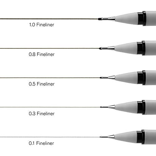 Winsor & Newton Fineliner Fine Point Pen Set, Assorted, Set of 5, Black Winsor & Newton