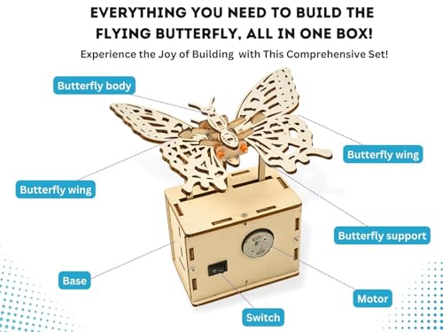 Pica Toys Electric Flying Butterfly Wood Working Toy - Science Wood Kits for Kids Ages 8, 9, 10, 11, 12 | 3D Puzzle Craft Wooden Building STEM - WoodArtSupply