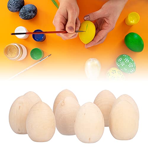 10PCS Unfinished Wooden Eggs Easter Unpainted Egg Model Flat Bottom Craft Eggs for DIY,Easter Display,Easy to Paint and Decorate BFYDOAA