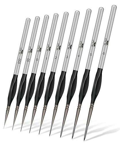 Mr. Pen- Detail Paint Brushes Set, 9 pcs, Silver/Black, Miniature Paint Brushes, Thin Paint Brushes, Model Paint Brushes, Fine Tip Paint Brush, Face Mr. Pen
