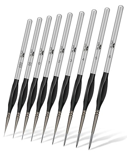 Mr. Pen- Detail Paint Brushes Set, 9 pcs, Silver/Black, Miniature Paint Brushes, Thin Paint Brushes, Model Paint Brushes, Fine Tip Paint Brush, Face