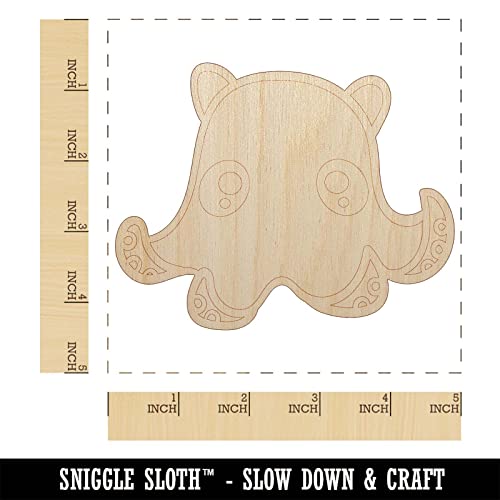 Kawaii Flapjack Octopus Unfinished Wood Shape Piece Cutout for DIY Craft Projects - 1/4 Inch Thick - 4.70 Inch Size Sniggle Sloth