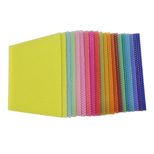 DIY Candles, Beeswax Honeycomb Candle Sheet, Beeswax Candle Making kit - 20 pcs (8 * 8in) in 20 Corlorful, with 30pcs Cotton Wicks, Beeswax Sheet Kit Atozbit