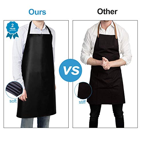 2 Pack Waterproof Rubber Vinyl Apron 40" Aprons for Men Heavy Duty Chemical Resistant Work Apron Extra Long Grilling Aprons with Adjustable Bib Apron - WoodArtSupply