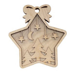 Star Tree Scene Door Sign 3 Pieces Laser Cut Out Unfinished RND34 The Wood Shape Store