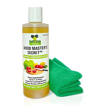 Wood Master's Secret 3 In1 Cutting Board Oil, Conditioner, Sealer FDA Food Safe Restores Conditions Lasts 3 Yrs Zero Toxic Mineral Oil Food Grade