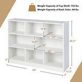 LOKO 3-Tier White Open Shelf Bookcase with 8 Cubes for Bedroom, Living Room, and Kids Room LOKO
