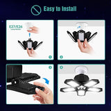 BRAINIAC LED Garage Light Bulbs, 100W 10000LM Super Bright Garage Lighting with 5 Adjustable Panels, E26/E27 Screw-in Deformable Led Garage Ceiling BRAINIAC