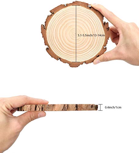 Unfinished Natural Wood Slices 12 Pcs 4.8-5.5 inch Craft Wood kit Circles Christmas Ornaments Centerpiece Rustic Wedding Decoration DIY Crafts with TAI JI