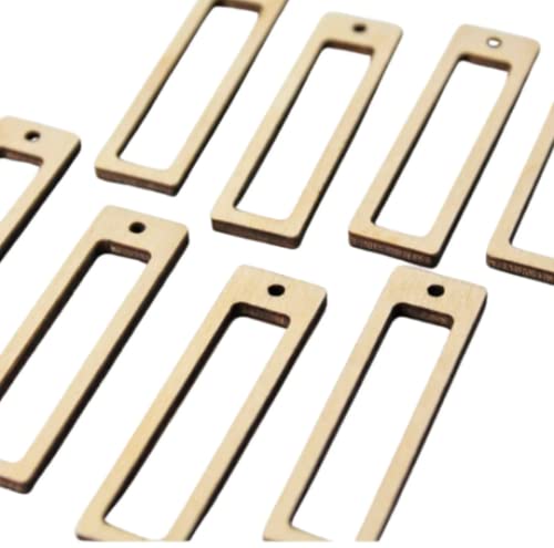 ALL SIZES BULK (12pc to 100pc) Unfinished Wood Laser Cutout Bar Bars Hollow Rectangle Dangle Earring Jewelry Blanks Shape Crafts Made in Texas Texan Wood Crafts