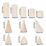 OLYCRAFT 11PCS Natural Wood Cone Ring Holders Unpainted Wood Cone Column Jewelry Ring Display Holder, Wood Ring Holders for Display DIY Craft OLYCRAFT