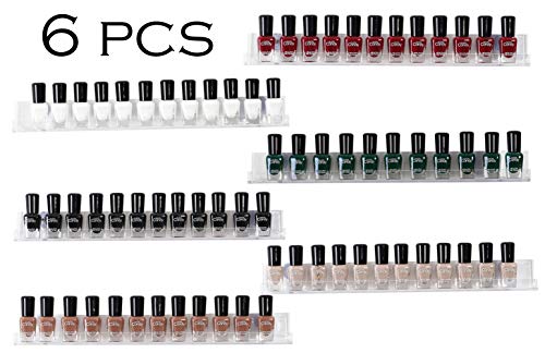 Sooyee 6 Pack Nail Polish Organizer Wall Mounted Shelf, Holder, Clear Acrylic Rack,Paint Organizer,Essential Oil Shelf Display 66-90 Bottles Sooyee