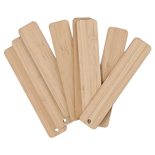 Uniquer 20Pcs 4.72Inch Blank Bamboo Bookmark Engraving Bamboo Blanks Bookmarks Unfinished Wood Hanging Tags Uniquer
