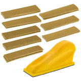 Dura-Gold Micro Hand Sanding Block Kit, 3.5” x 1” Pad, Hook & Loop Backing, 40 Sandpaper Sheets, 5 Each 60, 80, 120, 180, 220, 320, 400, 600 Grit - Dura-Gold
