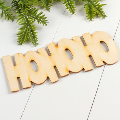 Unfinished Wood "HOHOHO" Cutouts Set of 6 by Factory Direct Craft - Made in The USA for Christmas Decorating, Crafts and DIY Projects (6-3/4 Inches