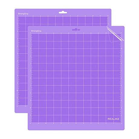 REALIKE StrongGrip Cutting Mat for Cricut Maker 3/Maker/Explore 3/Air 2/Air/One, 2 Pack 12x12 Inch Purple Strong Grip Adhesive Sticky Non-Slip Cut REALIKE