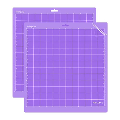 REALIKE StrongGrip Cutting Mat for Cricut Maker 3/Maker/Explore 3/Air 2/Air/One, 2 Pack 12x12 Inch Purple Strong Grip Adhesive Sticky Non-Slip Cut - WoodArtSupply