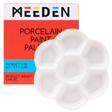 MEEDEN 7-Well Studio Porcelain Paint Palette Tray,Artist Mixing Colour Tray by 4-3/4 Inches for Watercolor Gouache Painting,Round,White MEEDEN