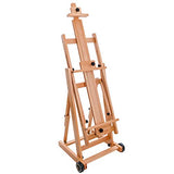 U.S. Art Supply Master Multi-Function Studio Artist Wooden Floor Easel - Large Adjustable H-Frame, Tilts Flat, Mast Adjusts to 97" High - Sturdy US Art Supply
