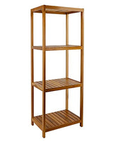 VaeFae Teak Bathroom Shelf, 4-Tier Storage Shelf, Wooden Stand Shelf Organizer for Bathroom, Kitchen, Living Room, Laundry, Garage VaeFae