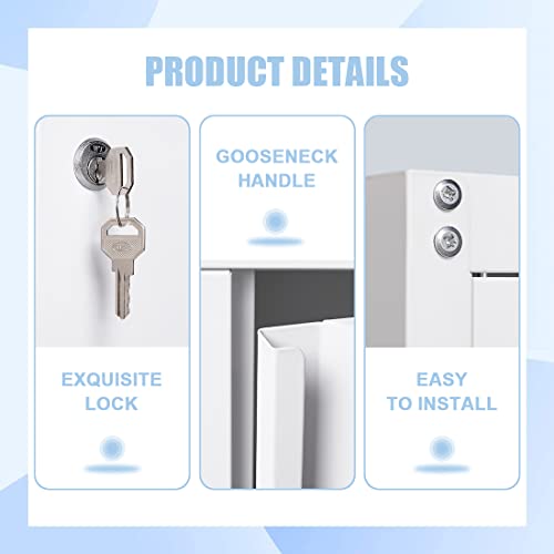 GREATMEET Metal Wall Storage Cabinet with Lock,White Wall Mount Metal Storage Cabinets with 1 Adjustable Shelf and 2 Doors, Steel Cabinet for Garage, GREATMEET