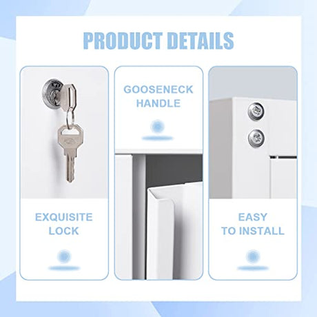 GREATMEET Metal Wall Storage Cabinet with Lock,White Wall Mount Metal Storage Cabinets with 1 Adjustable Shelf and 2 Doors, Steel Cabinet for Garage, GREATMEET