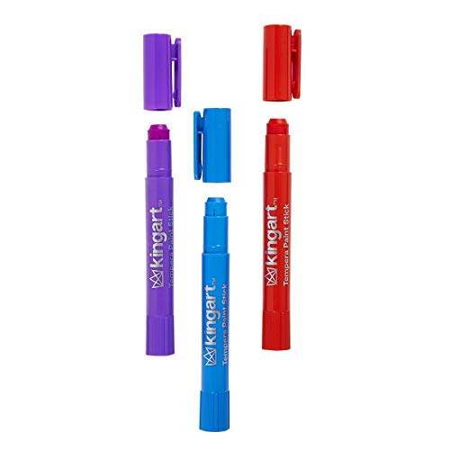 KINGART 574-24 TEMPERA PAINT Thin Sticks, Set of 24 Rich Colors, Solid Tempera Paint for Kids, Super Quick Drying, Non-Toxic, Work Great on Paper, KINGART