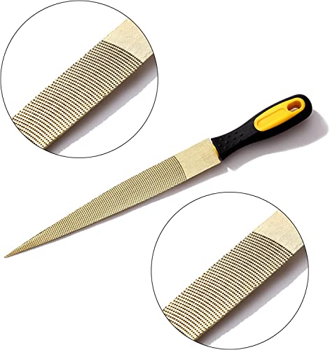 NKTM Wood File, Needle File Set Wood Files for Wood Working Wood Rasp Files Tools Golden Tapered Wood Rasp with Rubber Handle in Gift Bag for Carving NKTM