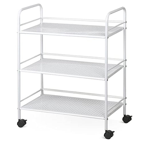 Yaheetech 3 Tier Durable Metal Multi-Purpose Rolling Utility Cart, Rolling Esthetician Cart Storage Craft Cart Kitchen Cart with Handle and Locking Yaheetech