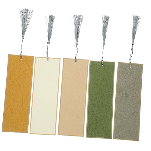Tofficu 5pcs Paper Bookmarks Handwriting Books Blank Bookmarks Cotton Thread Bookmarks for Book Lovers Unfinished Page Markers Calligraphy Bookmark Tofficu