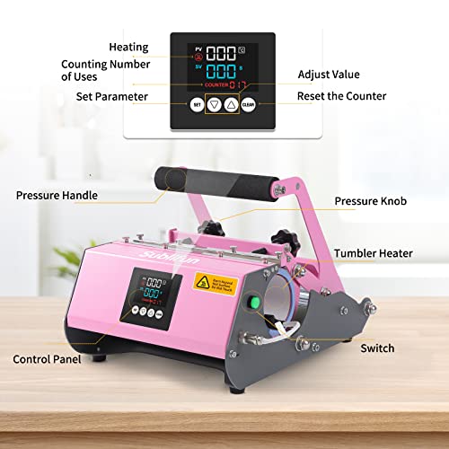 Sublifun Pink Tumbler Mug Heat Press Machine 30 OZ 20 OZ 16 OZ Sublimation Straight Skinny Tumbler Mug Sublimation Print 11 OZ 15 OZ Sublimation Mug Sublifun